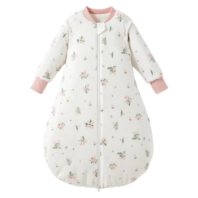 Immagine di Duomiaomiao Sacco nanna 3.5Tog per bebè, 100% cotone bebè invernale, Ragazze neonate, bambini maschi, Caldo neonati e piccoli(Fiori Rosa/85)