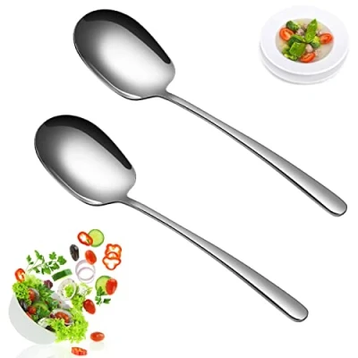 Immagine di 2 Pezzi Cucchiaio da Portata, Buffet Insalata Cucchiai Portata con Manico Lungo Grande in Acciaio Inossidabile per Ristorante Hotel Festa Cucina 29cm