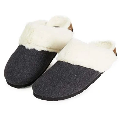 Immagine di DUNLOP Ciabatte Donna, Pantofole Invernali Con Pelliccia, Ciabatta Pelo Antiscivolo E Soletta Memory Foam, Babbucce Pelose Per Casa, Idea Regalo Compleanno (37 EU, Grigio scuro, numeric_37)