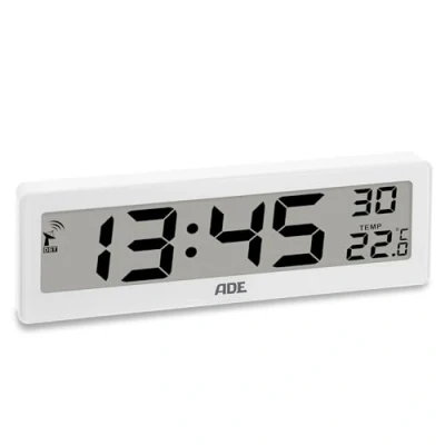 Immagine di ADE Orologio digitale radiocontrollato con visualizzazione della temperatura cifre molto grandi display di facile lettura bianco