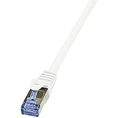 Immagine di LogiLink CQ3141S RJ45 cavo di rete, patch CAT 6A S/FTP 50.00 m Bianco Ritardante fiamma, con protezione 1 pz.