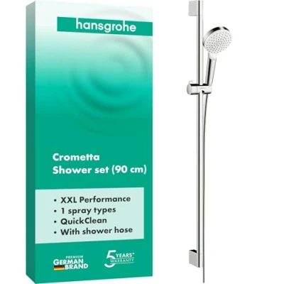 Immagine di hansgrohe Crometta Set doccia 1 getto con asta 90 cm, bianco/cromo, 26537400