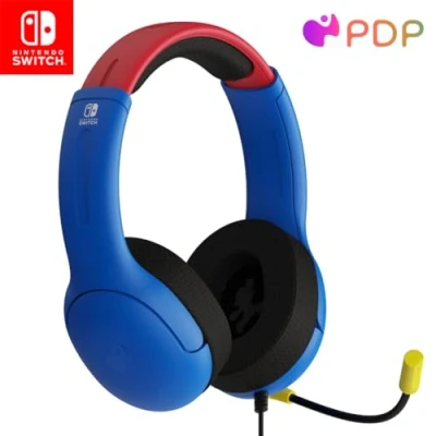 Immagine di PDP Gaming AIRLITE Stereo cuffie with Mic per Nintendo Switch PC, iPad, Mac, Laptop Compatible Noise Cancelling Microphone, Lightweight, Soft Compert On Ear Headphones MARIO
