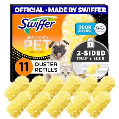 Immagine di Swiffer Dusters Heavy Duty Pet Multi Surface Duster Ricariche per la pulizia, con Febreze Odor Defense, 11 pezzi