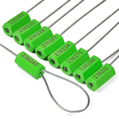 Immagine di 500 guarnizioni per cavi di sicurezza numerate a prova manomissione in filo acciaio autobloccanti fascette fermacavo acciaio, etichetta spedizione pull tite (verde)