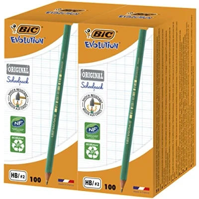 Immagine di BIC Evolution ECOlutions, Maxi Pack Matite Grafite, 200 Unità, Mina HB Resistente, Cancelleria Scuola e Ufficio