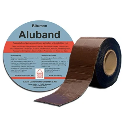 Immagine di Nastro in alluminio bituminoso autoadesivo, resistente ai raggi UV, colore marrone, rotolo 100 mm 10 metri