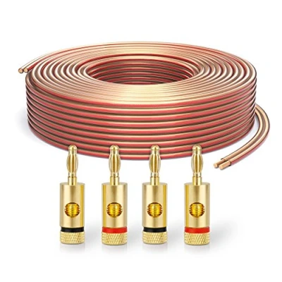 Immagine di PureLink SP060 015 Cavo per diffusori 2x2,5 mm² (filo 99,9% OFC rame pieno 0,20 mm) HiFi, 15 m, trasparente, set con 4 spine a banana
