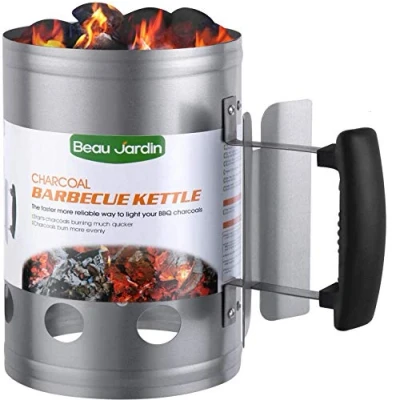 Immagine di BEAU JARDIN Camino Starter 28 x 18 cm Barbecue a Carbone Accendino per Grill di avviamento in CaminoArgento accensione