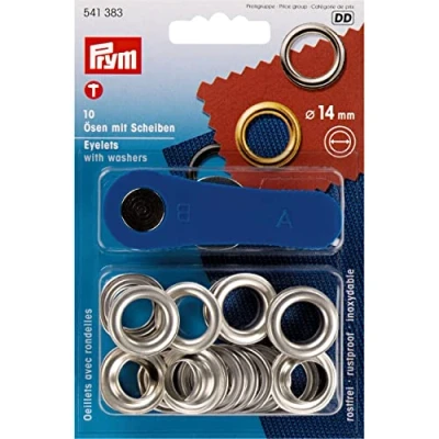 Immagine di Prym occhielli con rondelle, ottone, argento, 14 mm