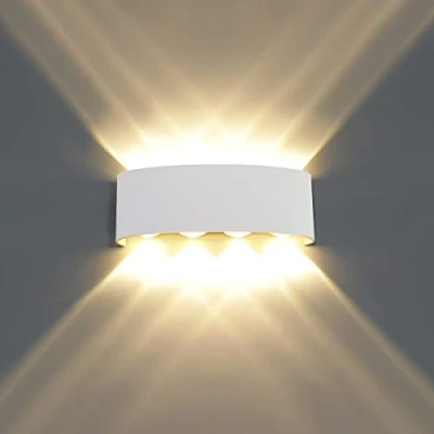 Immagine di HAWEE Moderno Lampada da Parete LED Applique Impermeabile Alluminio Muro Interno Esterno per Bagno, Portico, Camera Letto, Corridoio, Soggiorno, Scale, 8W Bianco Caldo