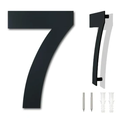 Immagine di Numero civico esterno moderno acciaio inossidabile,altezza 125 mm, placcato nero (Numero 7 Sette)
