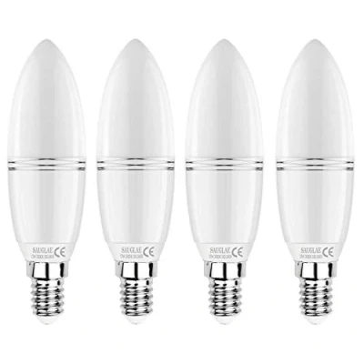 Immagine di SAUGLAE Lampadine a Candela LED 12W, Incandescenza da 100W Equivalenti, 3000K Bianco Caldo, 1380Lm, E14 Piccola Vite Edison, 4 Pacco