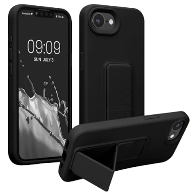 Immagine di kwmobile 1x Custodia Compatibile con Apple iPhone 16e Cover Supporto Dita Back Case per Smartphone Protezione Gommata Nero