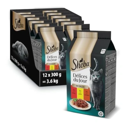 Immagine di Sheba cibo umido per gatti con manzo, pollo, agnello in salsa 6x50g
