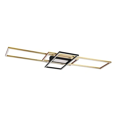 Immagine di Trio, Plafoniera, Irvine incl. 1 x LED,SMD,60,0 Watt,3000 6500K,7100 Lm. Finitura: Metallo, Ottone satinato L:105,0cm, L:42,0cm, A:6,5cm Comando a distanza