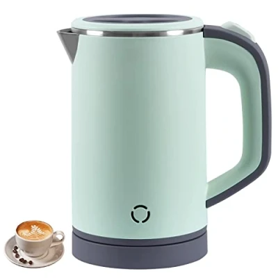 Immagine di bollitore piccolo 800 ml, da viaggio, 5 minuti di cottura rapida, mini portatile campeggio, teiera viaggio silenziosa in acciaio inox (verde)