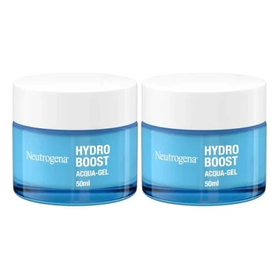 Immagine di Neutrogena Hydro Boost Acqua Gel, Crema idratante viso in gel leggero a base acqua, Acido Ialuronico per un&#039;idratazione intensa della pelle mista e sensibile, 2 x 50 ml Esclusiva Amazon