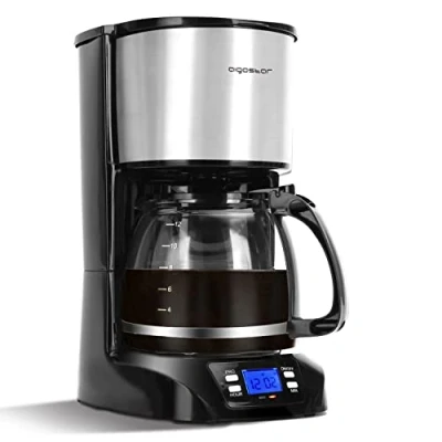 Immagine di Aigostar Benno macchina da caffè americano e tè 800 W con filtro riutilizzabile piastra riscaldante, caffe mantenimento calore, capacità 1,5 L, timer 24 ore, sistema antigoccia