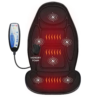 Immagine di Snailax Memory Foam Massage Seat Cover per schiena e collo, coprisedile massaggiante con funzione di calore vibrazione, massaggiatore ufficio, regali uomini, donne