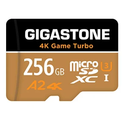 Immagine di [5 Jahre kostenlose Datenwiederherstellung] GIGASTONE 256GB Micro SD Karte, 4K Game Turbo, bis zu 100/60 MB/s, MicroSDXC Speicherkarte für Switch Gopro DJI, A2 V30 U3 +Adapter