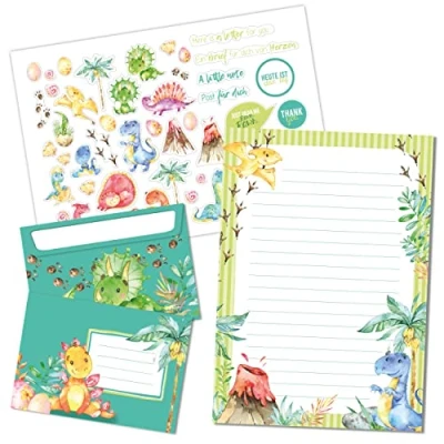 Immagine di Papierdrachen Set di 50 fogli stampati colorati, carta da lettere con foglio adesivo, 20 buste stampate, idea regalo per bambini, circo