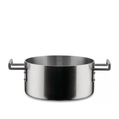 Immagine di Alessi Convivio DC102/24 Casseruola Bassa a Due Manici in Trilamina di Design, Adatta Induzione, Acciaio Inossidabile e PVD con Fondo Magnetico, 24 cm, Satinata