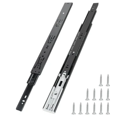 Immagine di Guide per Cassetti in Acciaio da 400 mm 2 pezzi a Estrazione Totale con cuscinetti sfera metallo chiusura ammortizzata capacità di carico 45 kg(nero)