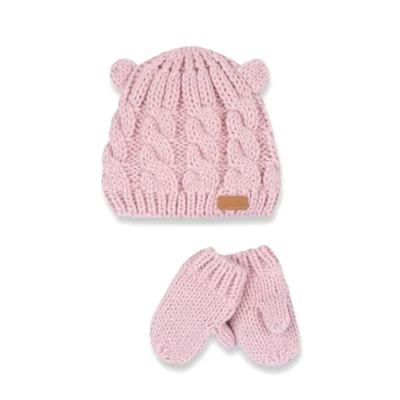 Immagine di Chicco Set Cappellino E Guanti In Tricot Di Cotone, Invernale, Design Italy, Unisex Bimbi 0 24, Rosa, 1 3 mesi
