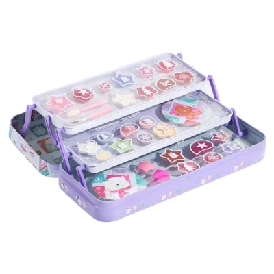 Immagine di Lip Smacker 3 Tier &amp; Face Tin Gift Set, Set di Trucchi Bambina a Livelli, per Labbra e Viso con Lucidalabbra, Ombretti, Accessori i Capelli Applicatori, Gusti Tonalità Bambini