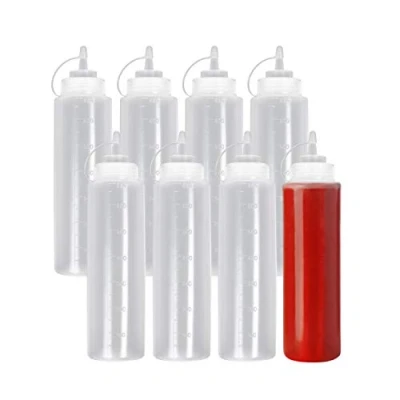 Immagine di Matana 8 Flacone Dosatore Grandi in Plastica per Salse con Tappo, XL 680ml Biberon Cucina, Bottiglia Squeeze Riutilizzabili, Resistente e Senza BPA
