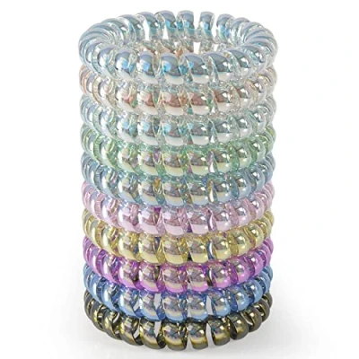 Immagine di JessLab Elastici Spirale per Capelli, 10 Pezzi Senza Tracce in Plastica Coda di Cavallo, Accessorio Ragazze e Donne, Colori Assortiti (#29)