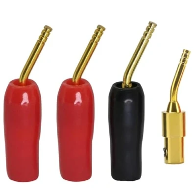 Immagine di Oiyagai 4Pz Connettore Placcato in Oro 2mm Banana Pin con Vite, Adattatori per Amplificatore Audio Altoparlanti (2 Rossi + 2 Neri)