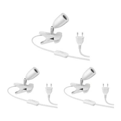 Immagine di ledscom.de 3 pz. lampada a morsetto LIK, bianco opaco, 1x E27 max. 60W