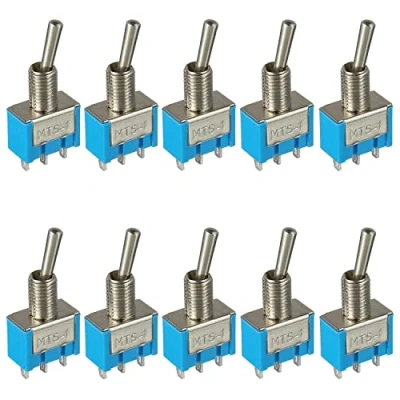 Immagine di HUAREW SPDT Mini interruttore a levetta AC 125V 6A/250V 3A ON 3 pin 2 posizioni, con bloccaggio bilanciere marino per interruttori barche Arduino auto camion 10 p