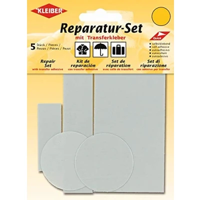 Immagine di Kleiber Set di Toppe autoadesive per riparazioni Abiti in Nylon, 5 Pezzi, Grigio Chiaro