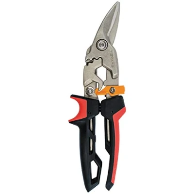 Immagine di Fiskars Cesoie per lamiere, Taglio a sinistra, Fino al 40% di potenza in più, Lunghezza 24,7 cm, Acciaio trattato termicamente/Plastica, Nero/Rosso/Arancione, PowerGear, 1027209