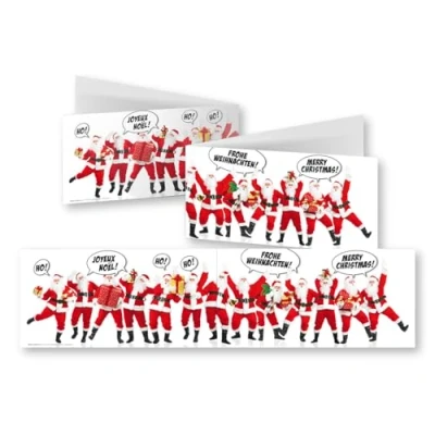 Immagine di Edition Colibri 10 divertenti biglietti di Natale XL in formato panoramico set con buste: 42 cm larghezza simpatici Babbo (11157)