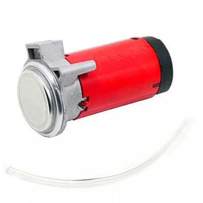 Immagine di YIYIDA Fischio d&#039;auto corno rosso compressore d&#039;aria kit pompa aria 12V con tubo flessibile, motore elettrico elettromagnetico, parti ricambio per super rumoroso camion vagone treno