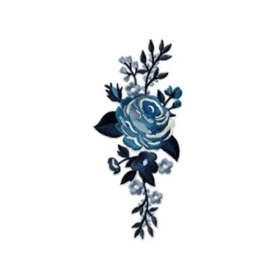 Immagine di Mono Quick Toppa termoadesiva con rose e fiori, colore blu, 7 x 15 cm, 16051