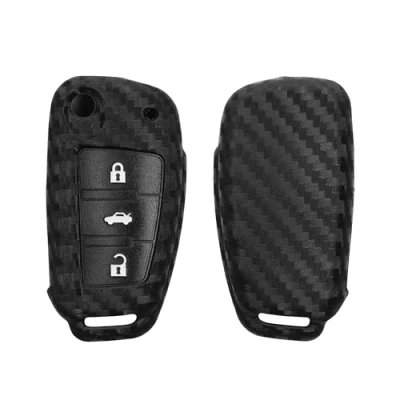 Immagine di kwmobile Custodia Coprichiave Compatibile con Audi 3 tasti pieghevole Cover Copritelecomando Chiave Auto Copri Chiavi Macchina Effetto Carbonio