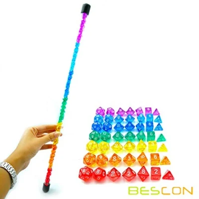 Immagine di Bescon 49pcs Rainbow Gem Mini Polyhedral Dice Set in Long Tube, Dungeons and Dragons RPG 7X7pcs,