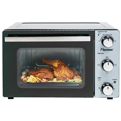 Immagine di Bestron Fornetto compatto con fonte di calore superiore e inferiore, 20 litri, 1300 W, Acciaio, Nero