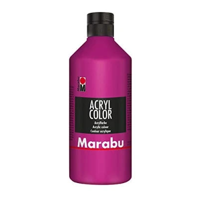 Immagine di Marabu 12010075014 Acrilico Color magenta 500 ml, vernice acrilica cremosa a base d&#039;acqua, ad asciugatura rapida, resistente alla luce, impermeabile, da applicare con pennello e spugna su tela,