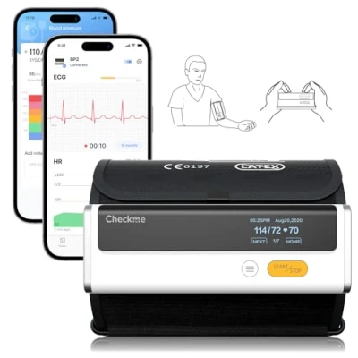Immagine di CheckMe Armfit Plus Misuratore Pressione da Braccio con ECG e Analisi dei Rapporti ECG, Misurazione Automatica in 30s, APP per Android iOS, Gestione Multiutente Archiviazione Illimitata