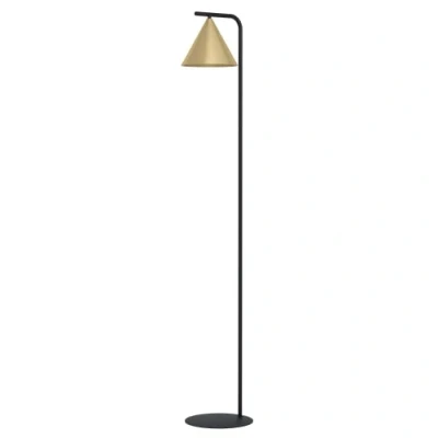 Immagine di Eglo lampada da terra Narices, a luce singola, minimalista, in ottone spazzolato, illuminazione soggiorno, con interruttore, presa E27