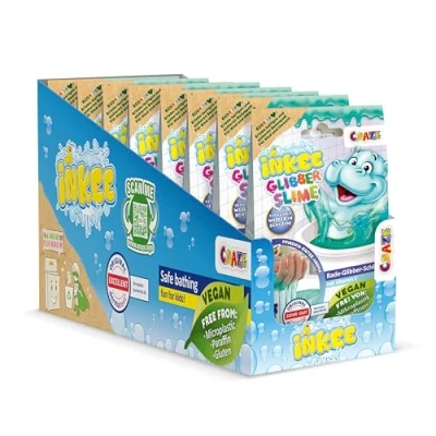 Immagine di INKEE Confezione da 10 Slime per la Vasca Bagno, Verde al Profumo di Pesca, trasforma l&#039;acqua in Slime, Include Un Adesivo della Collezione Hippo (4 Collezionare), 25 Litri d&#039;Acqua ciascuno