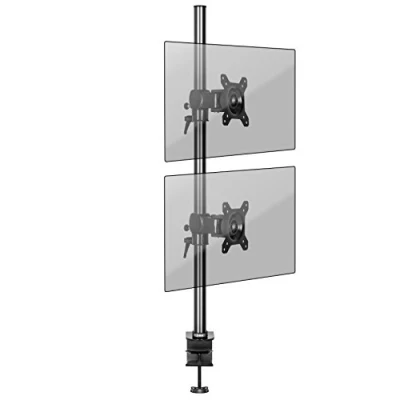 Immagine di Duronic DM35V2X1 Braccio per 2 monitor computer Supporto verticale doppio schermo PC snodato ergonomico desktop VESA 75 100 Altezza regolabile Rotativo inclinabile Girevole