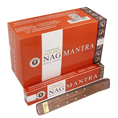 Immagine di Vijayshree Golden NAG Mantra Masala Agarbathi Bastoncini di incenso, 180 g, Confezione da 12 Pezzi, con Supporto per