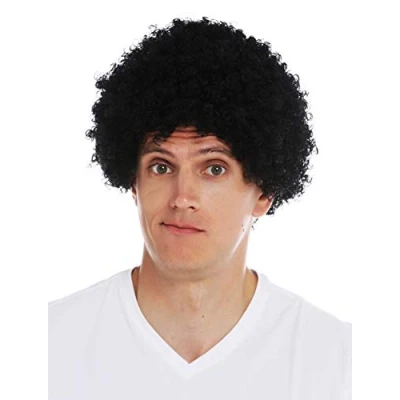Immagine di WIG ME UP MMAS 6M K01 Parrucca Donna Uomo Carnevale Corti Folti Ricci Crespi Afro Nero